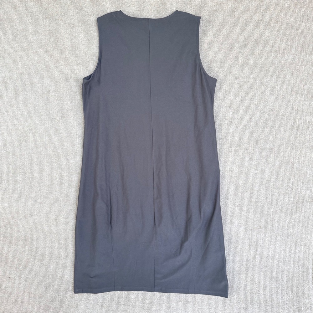 Eileen Fisher Gray Sleeveless Stretch Jersey Shift Midi Dress‎ Large L